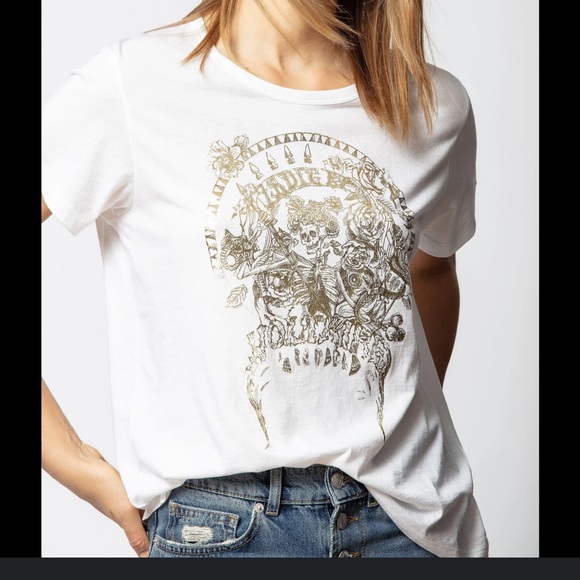 Zadig & Voltaire Walkie Brode Skeleton Tee - Picture 1 of 10